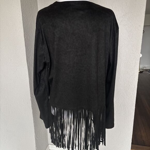 L&B (Lucky and Blessed) Black Fringe Open  Jacket - Size Medium - Picture 3 of 8